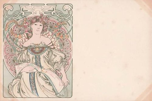 Alphonse Mucha Rêverie Träumerei Jugendstil Art Nouveau Ansichtkarte Litho Kpl