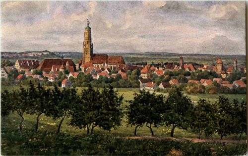 Nördlingen im Ries - Künstlerkarte J. Marschall