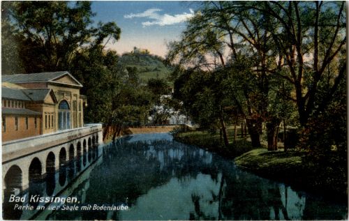 Bad Kissingen - Partie an der Saale mit Bodenlaube