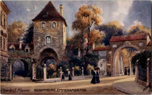 Regensburg - Emmeramer-Tor - Künstlerkarte Charles F. Flower