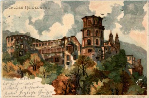 Schloss Heidelberg - Künstlerkarte C. Pfaff