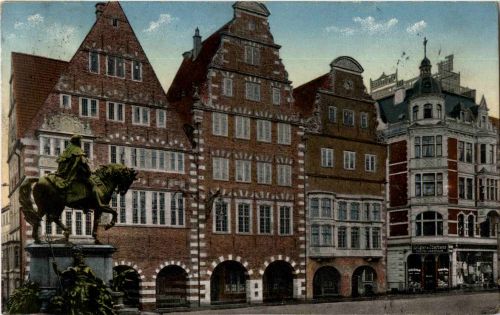 Bremen - Ratskaffe und Kaiser Wilhelm Denkmal