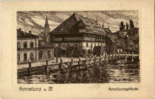 Konstanz - Konziliumsgebäude - Künstler Rudi Müllers