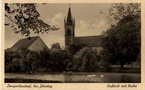 Langenlipsdorf - Krs. Jüterbog - Dorfteich mit Kirche