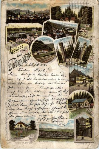 Gruss aus Thüringen - Arnstadt - Oberhof - Litho
