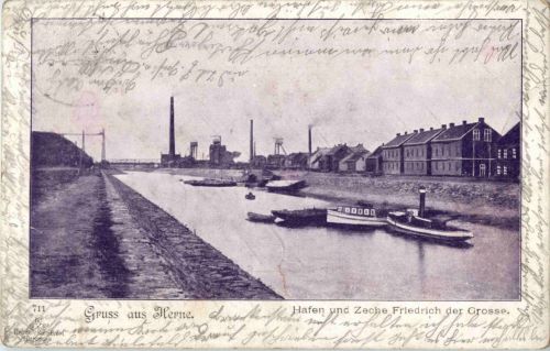 Gruss aus Herne - Hafen und Zeche Friedrich der Grosse
