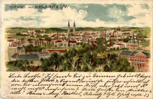 Gruss aus Oelsnitz - Litho