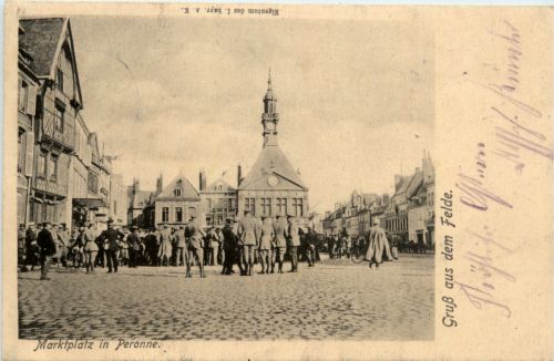 Marktplatz in Peronne - Feldpost