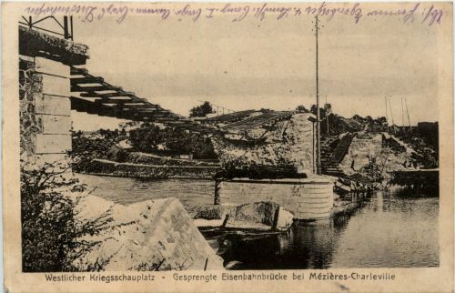 Gesprengte Eisenbahnbrücke bei Mezieres-Charleville