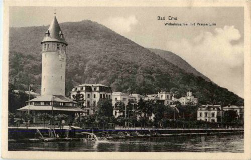 Bad Ems - Wilhelmsallee mit Wasserturm