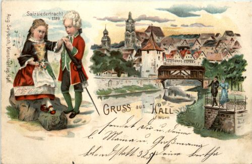 Gruss aus Hall - Litho