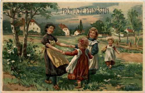 Fröhliche Pfingsten - Prägekarte