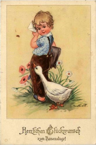 Geburtstag - Kind mit Gans