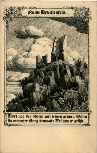 Ruine Drachenfels - Künstler W. Lenz