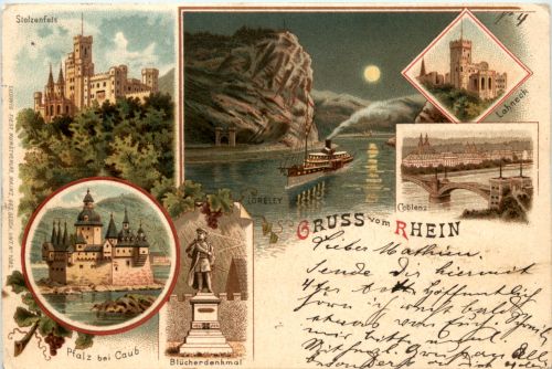 Gruss aus vom Rhein - Litho
