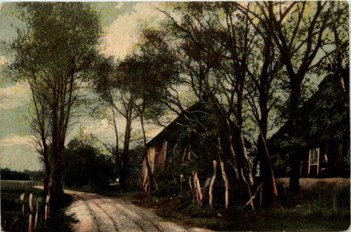 Worpswede - Landstrasse und Bauernhaus