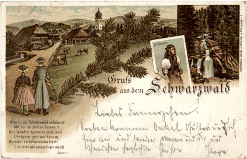 Gruss aus dem Schwarzwald - Litho St.Georgen