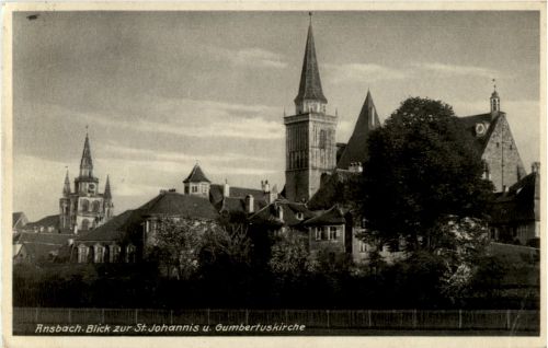 Ansbach - Blick zur St. Johannis und Gumbertskirche