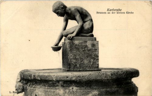Karlsruhe - Brunnen an der kleinen Kirche
