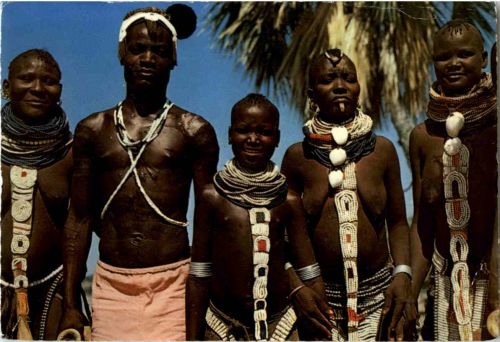Suk displaying their beaded jwellery - Kenya
