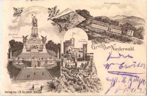 Gruss vom Niederwald Rüdesheim - Litho