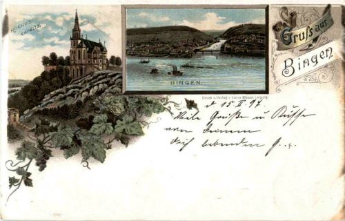 Gruss aus Bingen - Litho