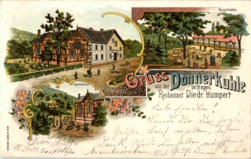 Gruss aus der Donnerkuhle bei Hagen - Litho