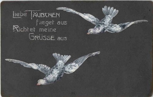 Grüsse aus - Tauben - Prägekarte
