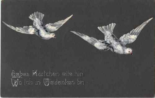 Grüsse aus - Tauben - Prägekarte