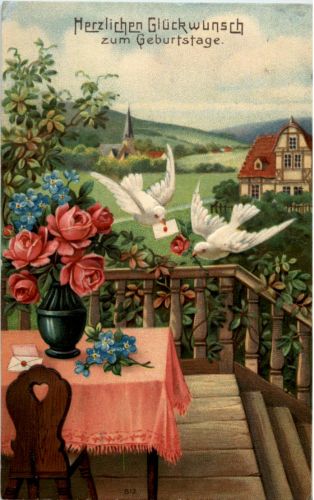 Geburtstag - Tauben - Prägekarte