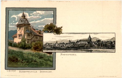 Radolfzell - Scheffelvilla Seehalde - Künstlerkarte C. Biese