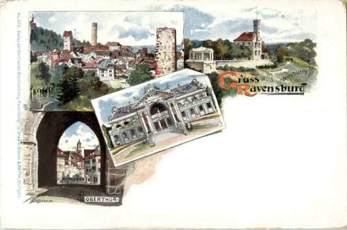 Gruss aus Ravensburg - Litho