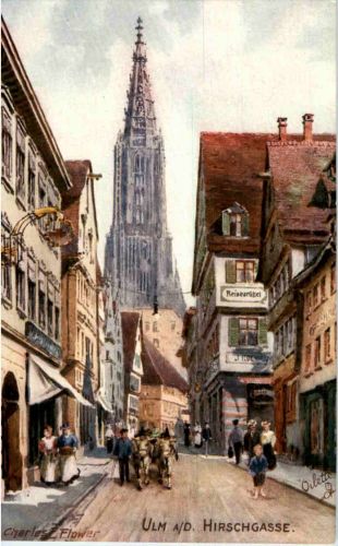 Ulm - Hirschgasse - Künstlerkarte Charles Flower