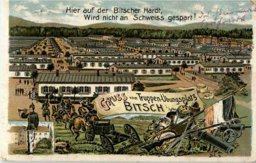 Gruss vom Truppenübungsplatz Bitsch - Litho