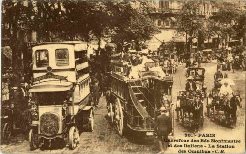 Paris - Carrefour des Bds Monmartre - Le station des Omnibus