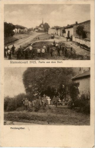 Remoncourt 1915 - Partie aus dem Dorf - Heldengräber - Feldpost