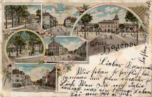 Gruss aus Hagenau - Litho