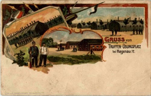 Gruss aus Truppen Übungsplatz Hagenau - Litho