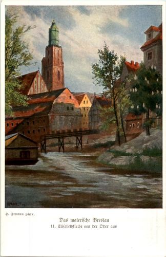 Breslau - Elisabethkirche - Künstlerkarte Irmann