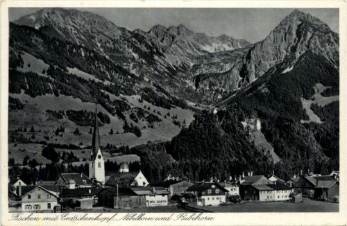 Fischen, Allgäu, mit Entschenkopf, Nebelhorn und Rubihorn
