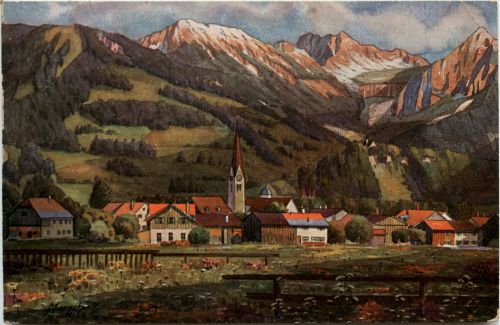 Fischen, Allgäu, mit Entschenkopf, Nebelhorn und Rubihorn