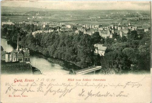 Gera, Reuss, Blick vom Weinberg auf Schloss und Stadt