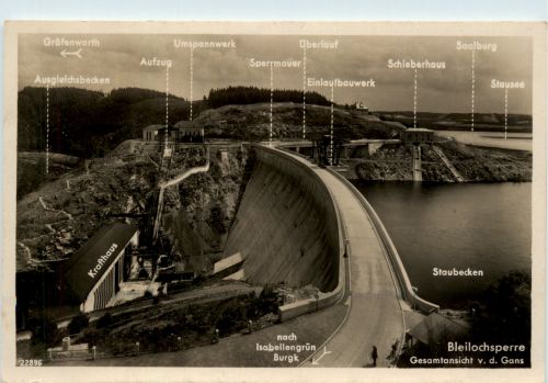 Die Bleilochsperre, Gesamtansicht v.d.Gans