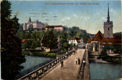 Gera, Untermhäuserbrücke mit Schloss und Kirche
