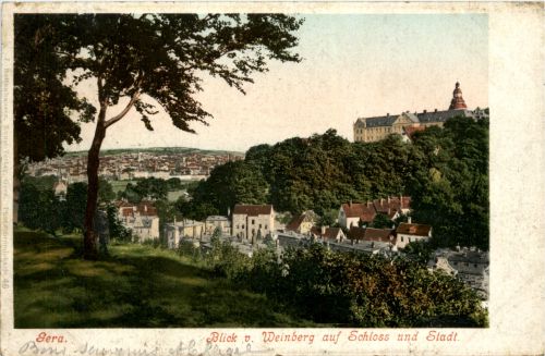Gera, Blick vom Weinberg auf Schloss und Stadt