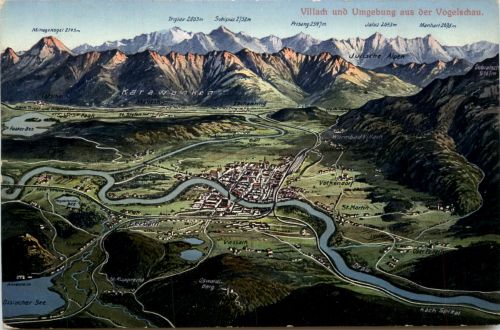 Villach und Umgebung aus der Vogelschau