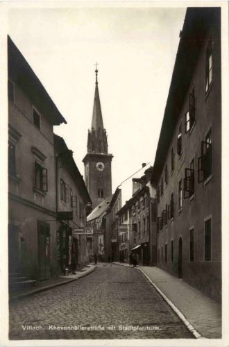 Villach, Khevenhüller Strasse mit Stadpfarrturm
