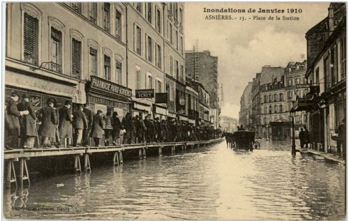 Asnieres - Inondations de Janvier 1910 - Place de la Station