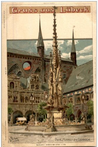 Gruss aus Lübeck - Litho