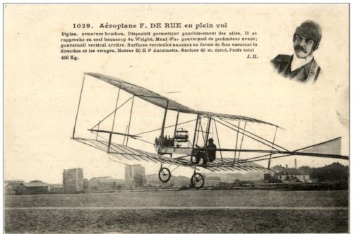 Aeroplane F. de Rue en plein vol